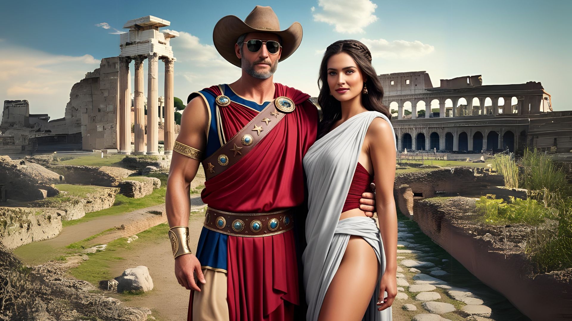 Roman Cowboy and his Wife 1920 x 1080