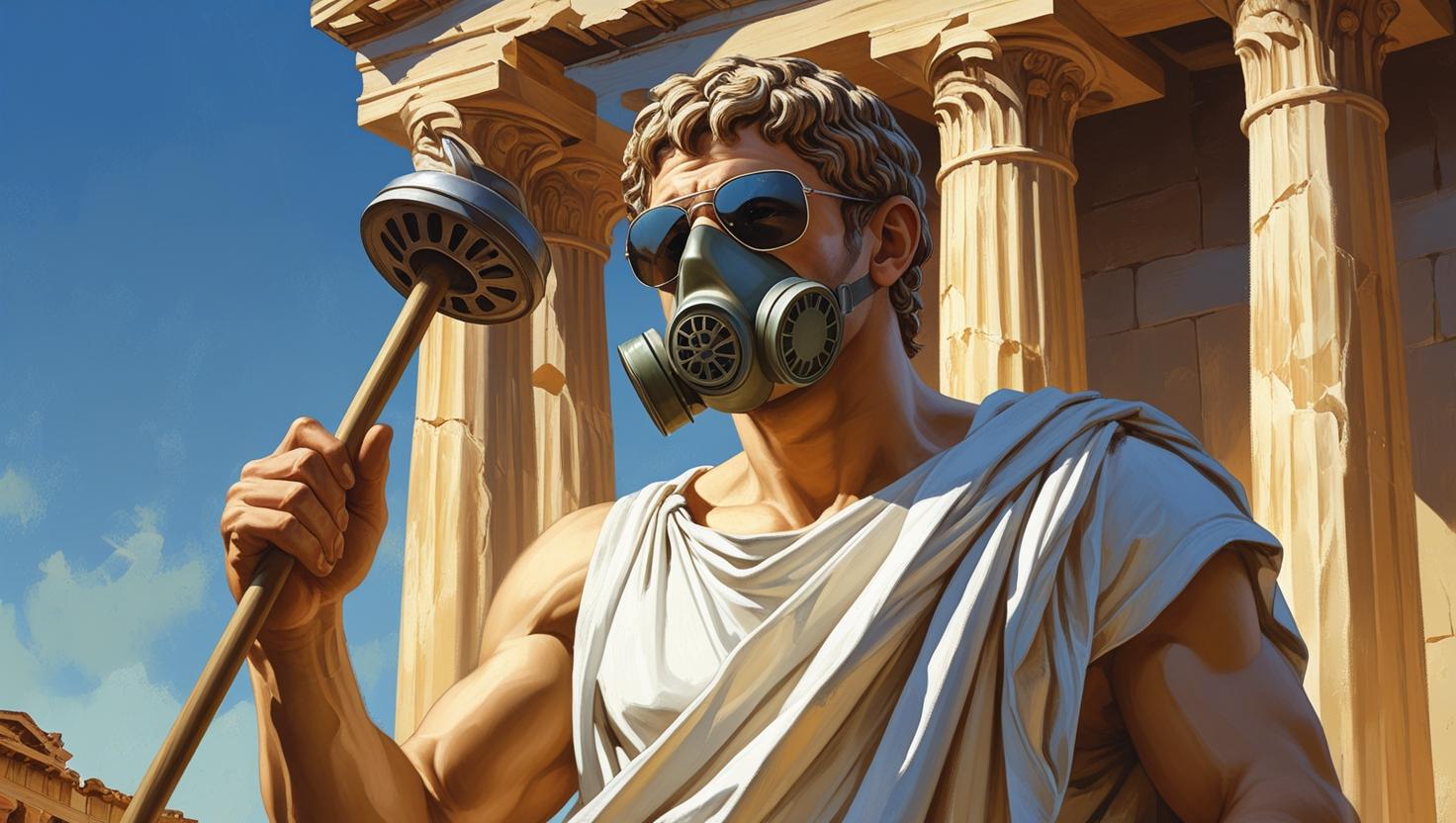 A greek philosopher with plunger 1