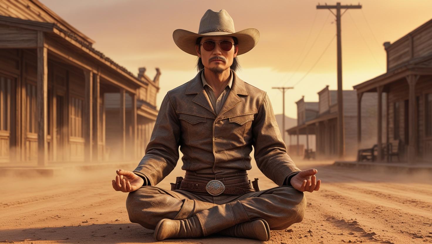cowboy with glasses meditating 2